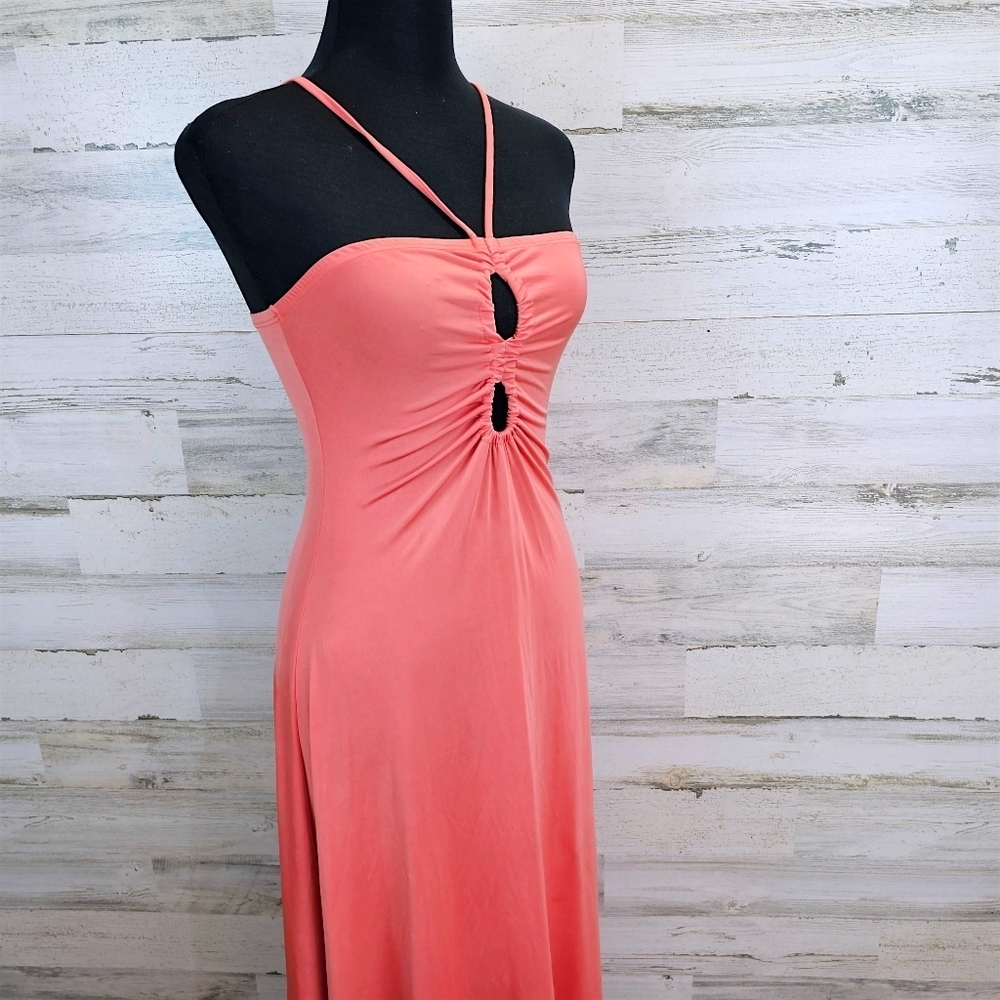 Sincerely Jules Coral Strappy Cutout Midi Dress Large Y2K Resort Vacation 2000s - Picture 7 of 14